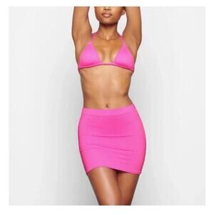 NWT Skims Swim High-Waisted Tube Skirt Cover-Up Swimwear Mini Taffy Pink Large